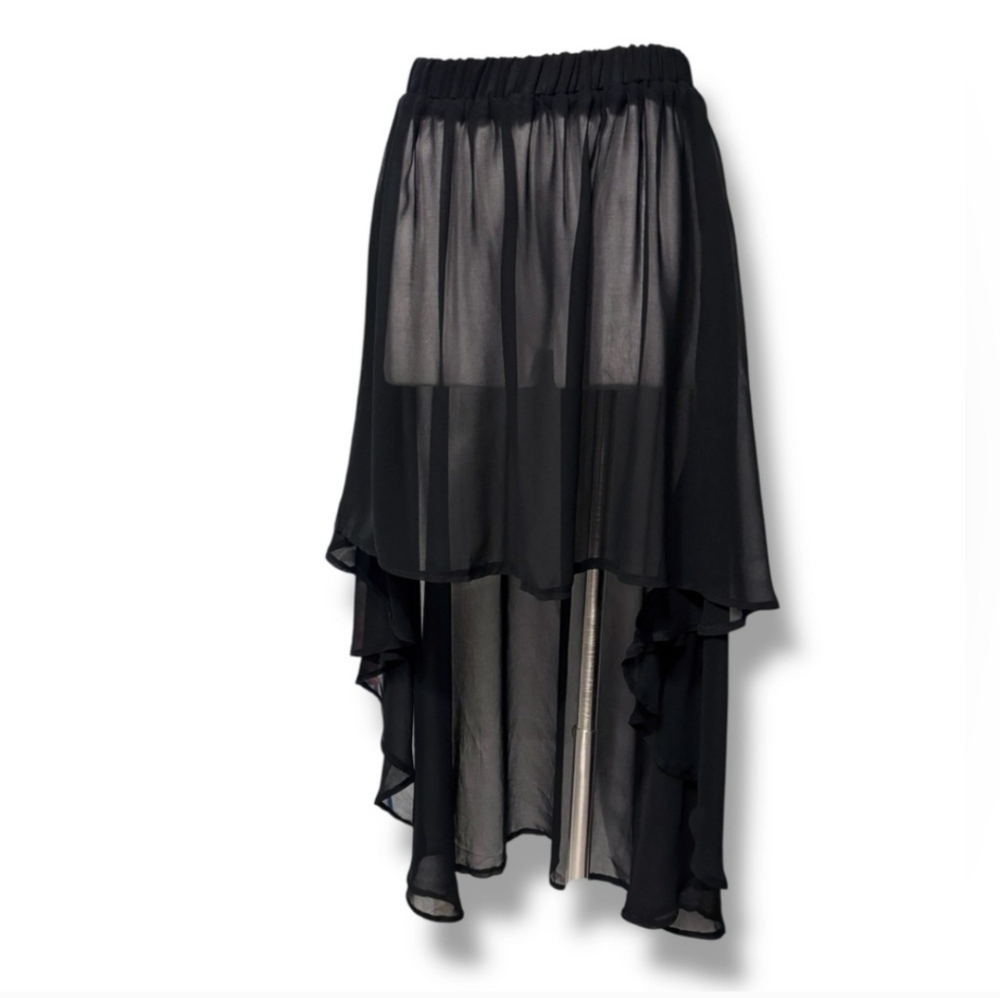 L’ATISTE by Amy Black Sheer High Low Skirt